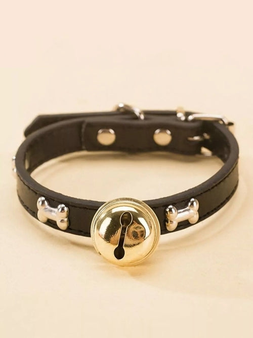 Leather Pet Collar with Bell - product view 12