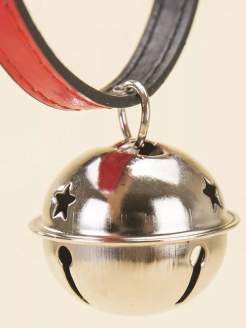 Leather Pet Collar with Bell - in-use view