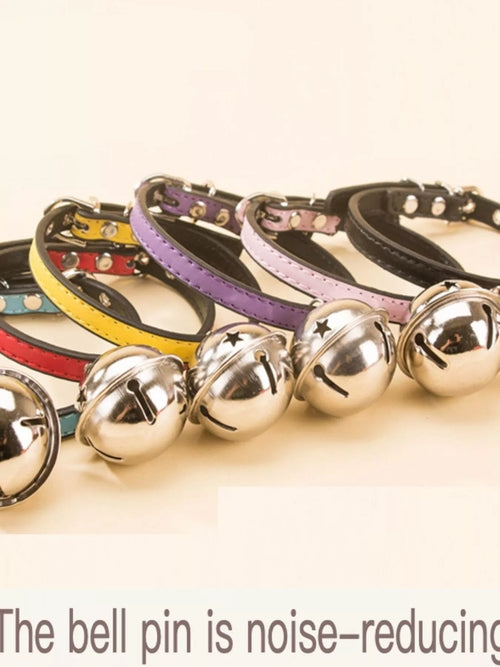 Leather Pet Collar with Bell - product view 20