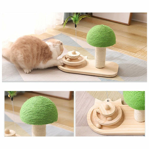 Cat Scratching Post with Toy - in-use view