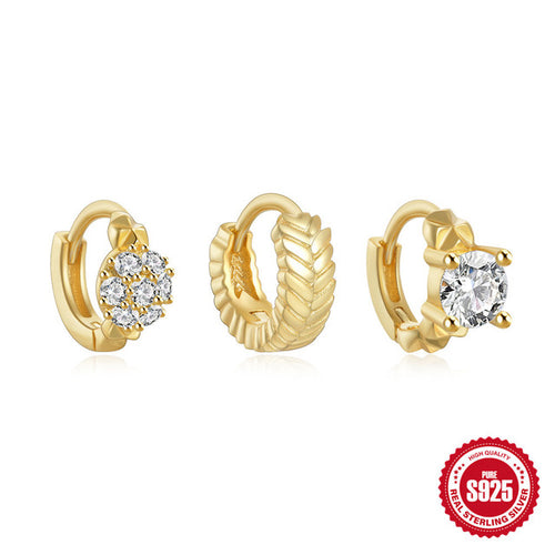 Dainty Gemstone Huggie Earrings Set