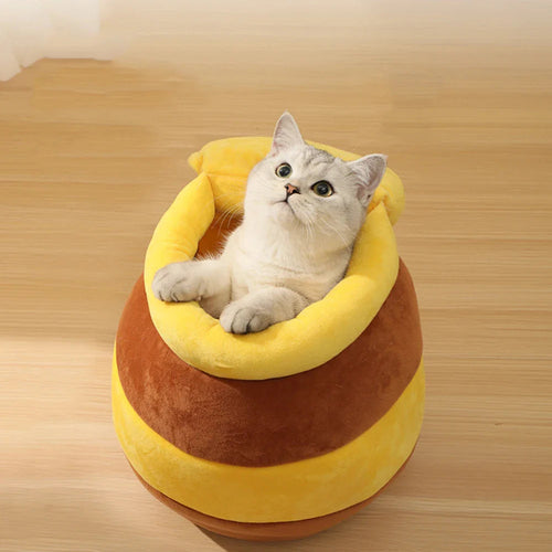 Honey Jar Covered Cat Bed - in-use view