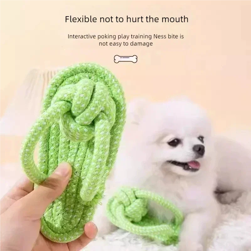 Cotton Rope Slipper Chew Toy for Small Dogs - in-use view