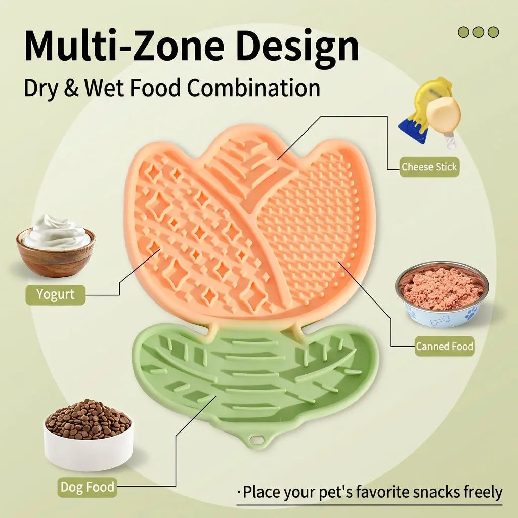 Non-Slip Silicone Slow Feeder Licking Mat - in-use view