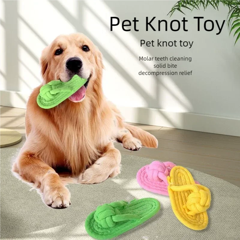 Cotton Rope Slipper Chew Toy for Small Dogs - size and feature view