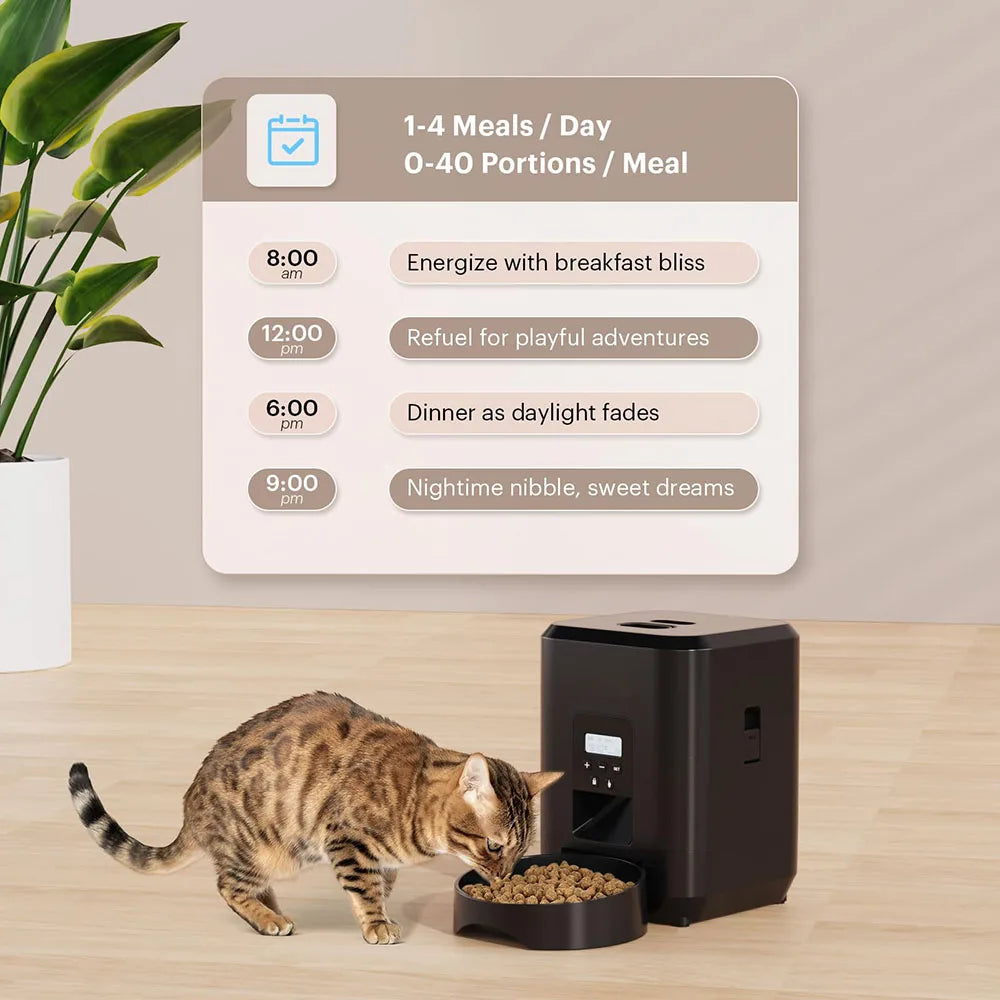 Smart Automatic Pet Feeder for Cats and Dogs - size and feature view