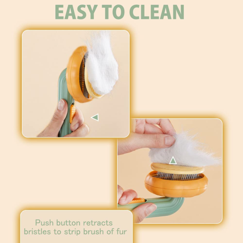 Gentle Pet Grooming Brush - in-use view
