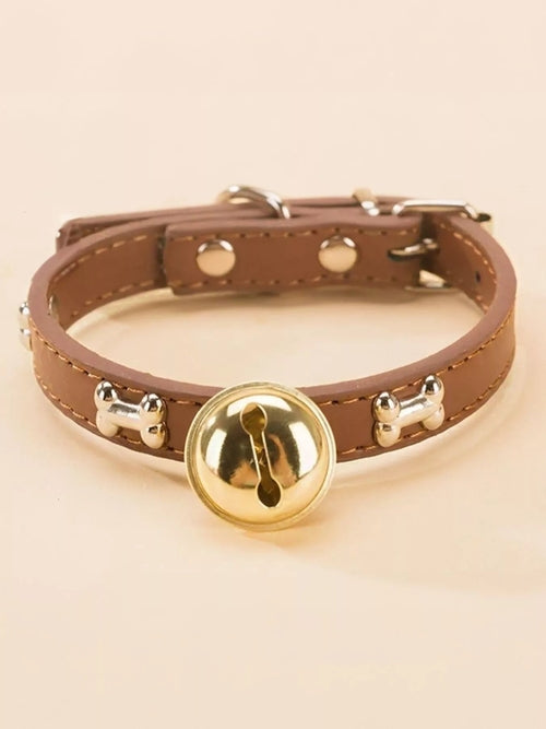 Leather Pet Collar with Bell - product view 15