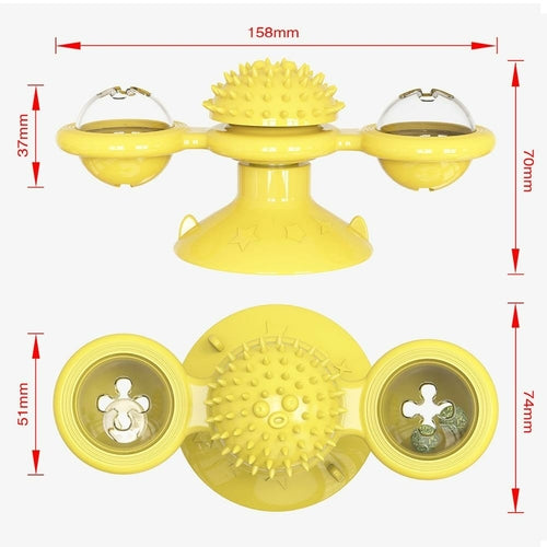 Whirling LED Cat Ball Toy - size and feature view