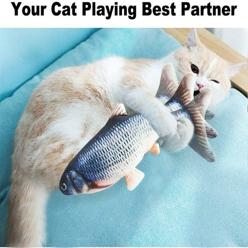 Electric Flopping Fish Cat Toy - size and feature view