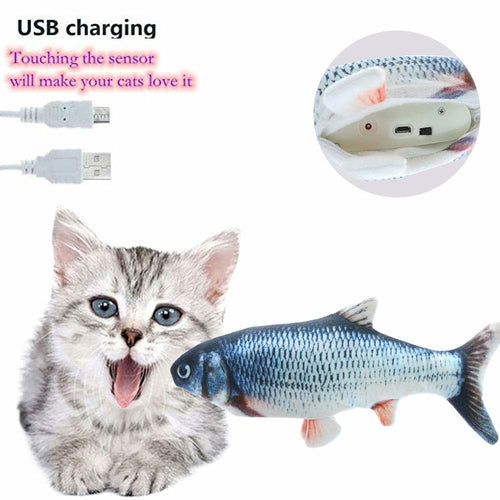 Electric Flopping Fish Cat Toy - lifestyle view